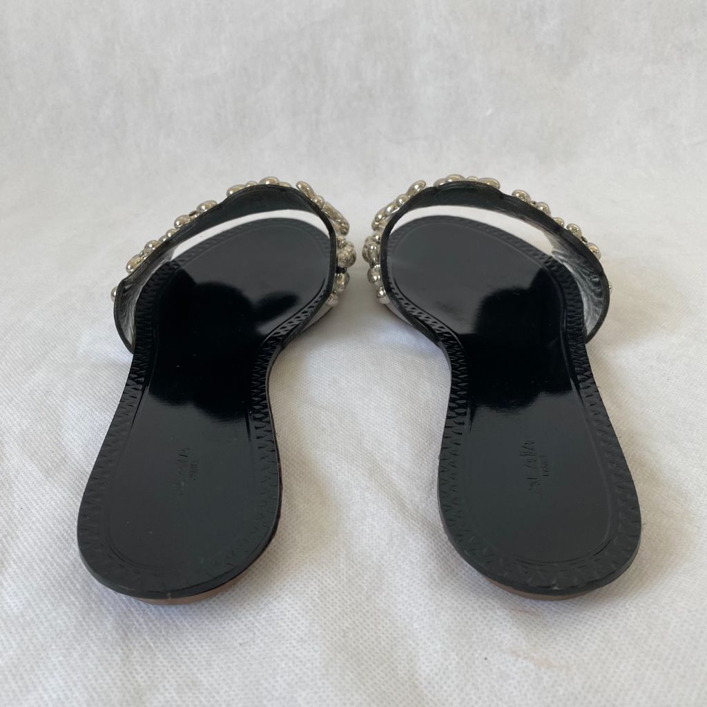 Alaia black and silver studded flat sandal slides, 39 - BOPF | Business of Preloved Fashion