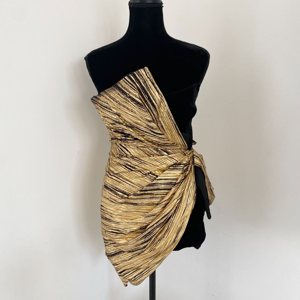 Alexandre Vauthier gold with black tube dress - BOPF | Business of Preloved Fashion Alexandre Vauthier gold with black tube dress - BOPF | Business of Preloved Fashion