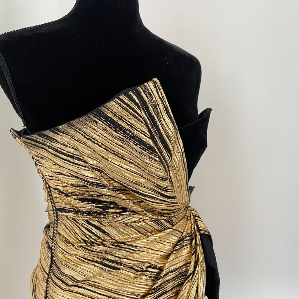 Alexandre Vauthier gold with black tube dress - BOPF | Business of Preloved Fashion Alexandre Vauthier gold with black tube dress - BOPF | Business of Preloved Fashion