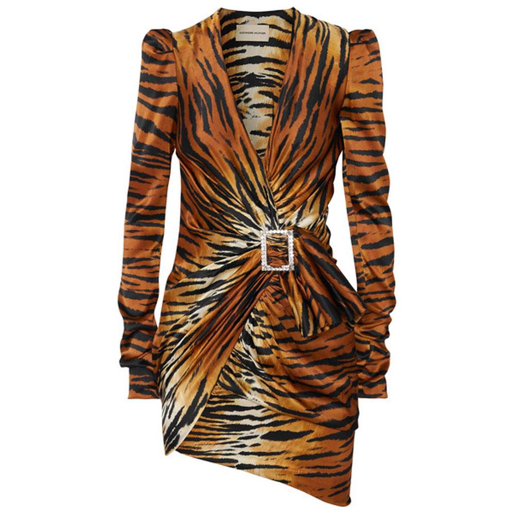 Alexandre Vauthier Tiger Print Silk Blend Mini Dress BOPF