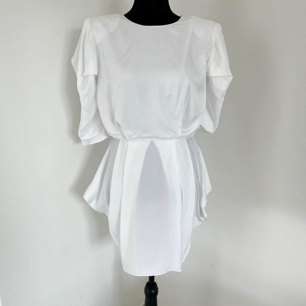 Alexandre Vauthier White Pleated Mini V Back Dress - BOPF | Business of Preloved Fashion