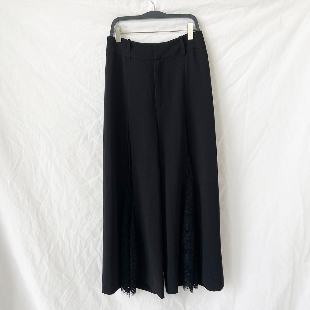 Alice + Olivia Black Wide Leg Trouser with Lace - BOPF | Business of Preloved Fashion