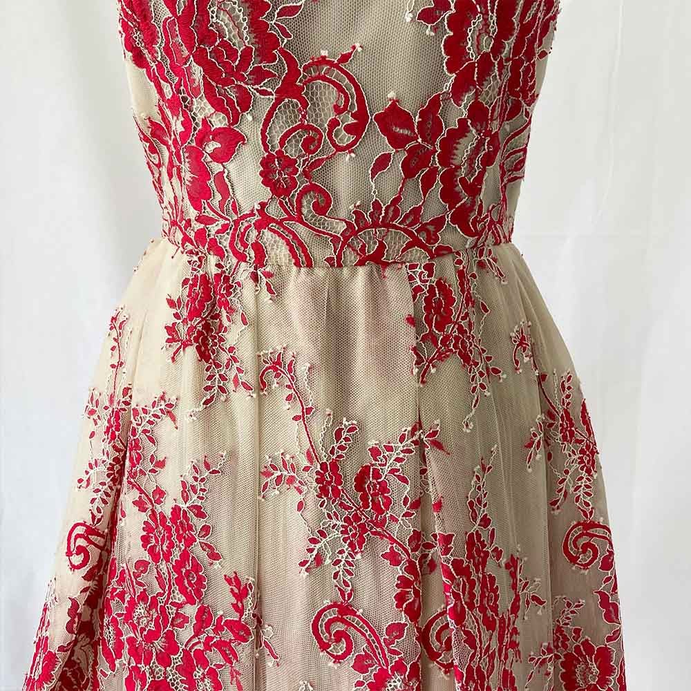 Alice & Olivia red embrodered pleated dress - BOPF | Business of Preloved Fashion Alice & Olivia red embrodered pleated dress - BOPF | Business of Preloved Fashion