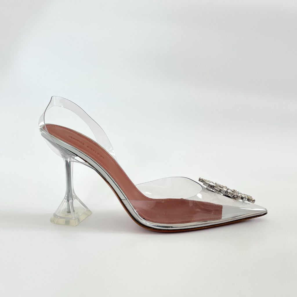 Amina Muaddi Begum crystal-embellished PVC slingback pumps, 39 - BOPF | Business of Preloved Fashion