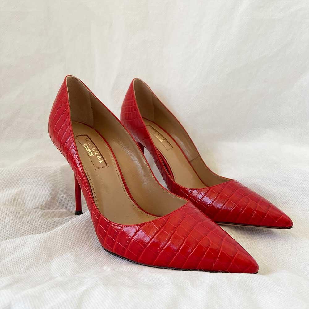 Red aquazzura heels hot sale