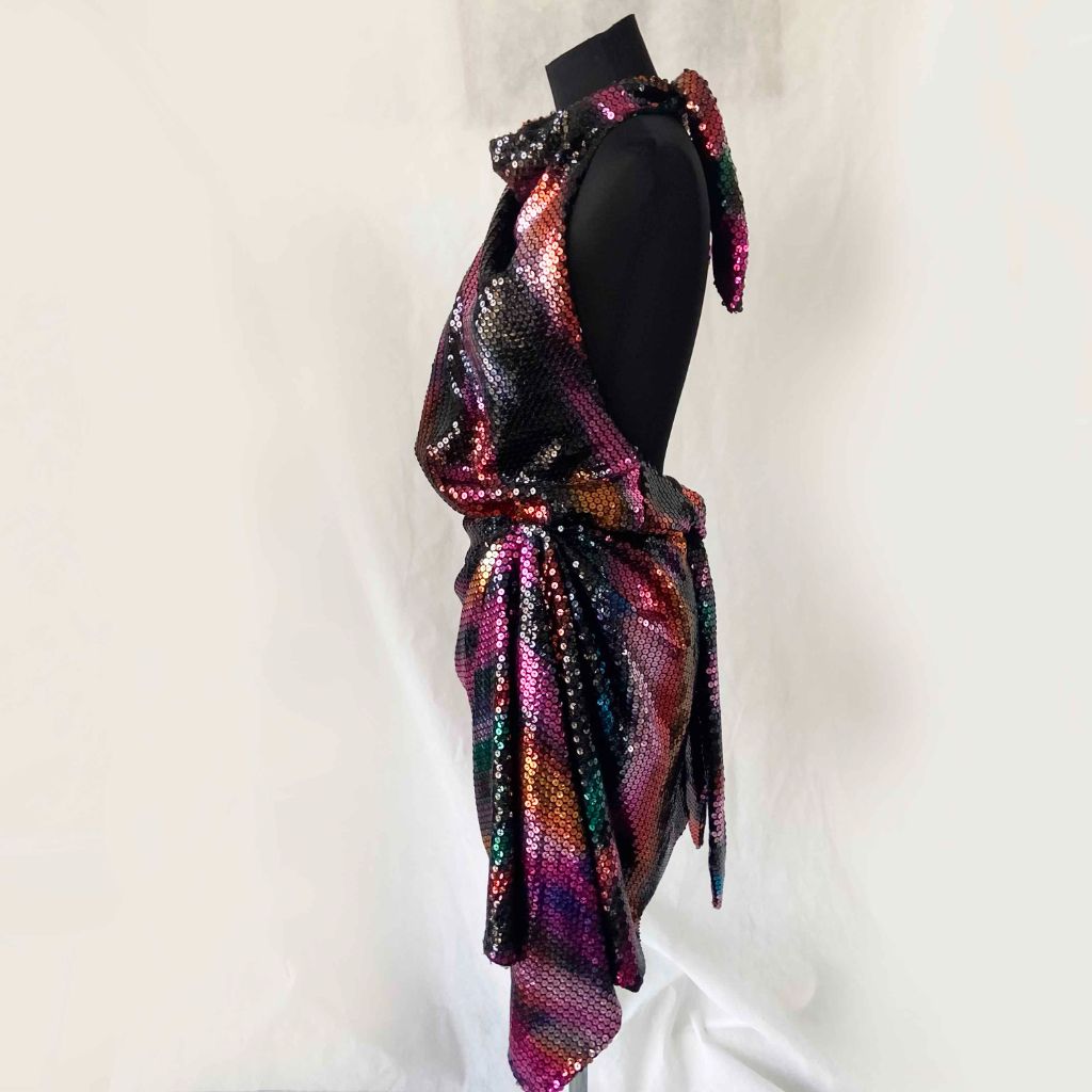 attico sequin wrap dress The Attico Sequined V-Neck Long-Sleeve Mini Dress