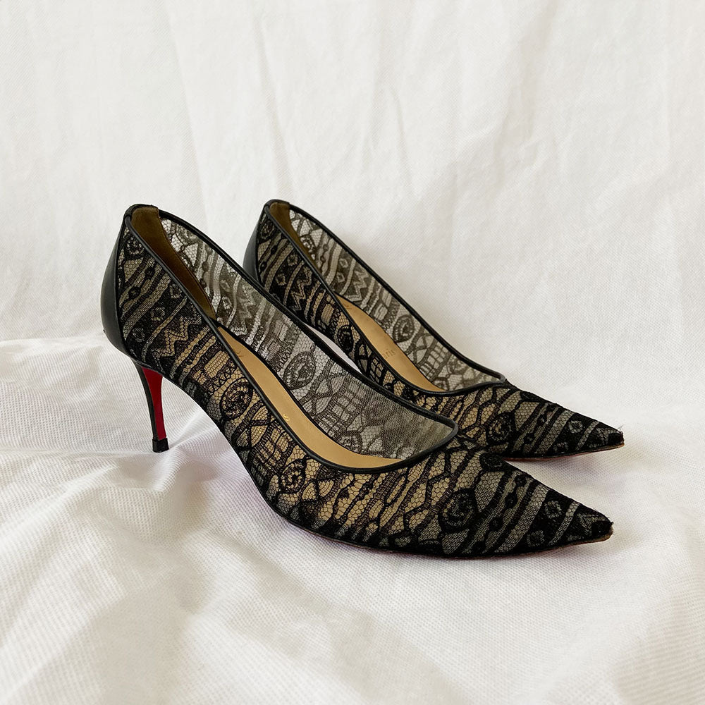 Christian Louboutin lace embroidered low heel pumps, BOPF
