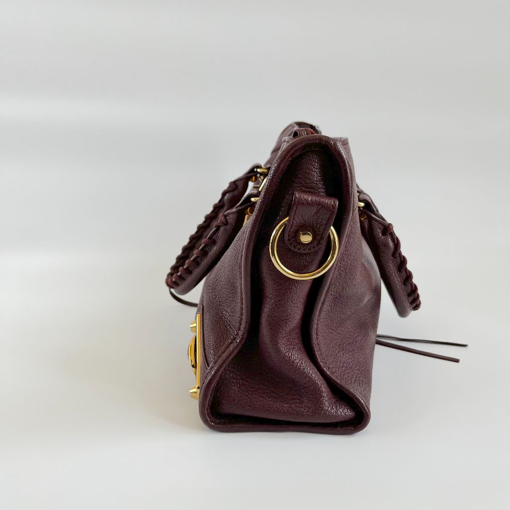 Balenciaga Burgundy Leather Small Metallic Edge City Bag - BOPF | Business of Preloved Fashion