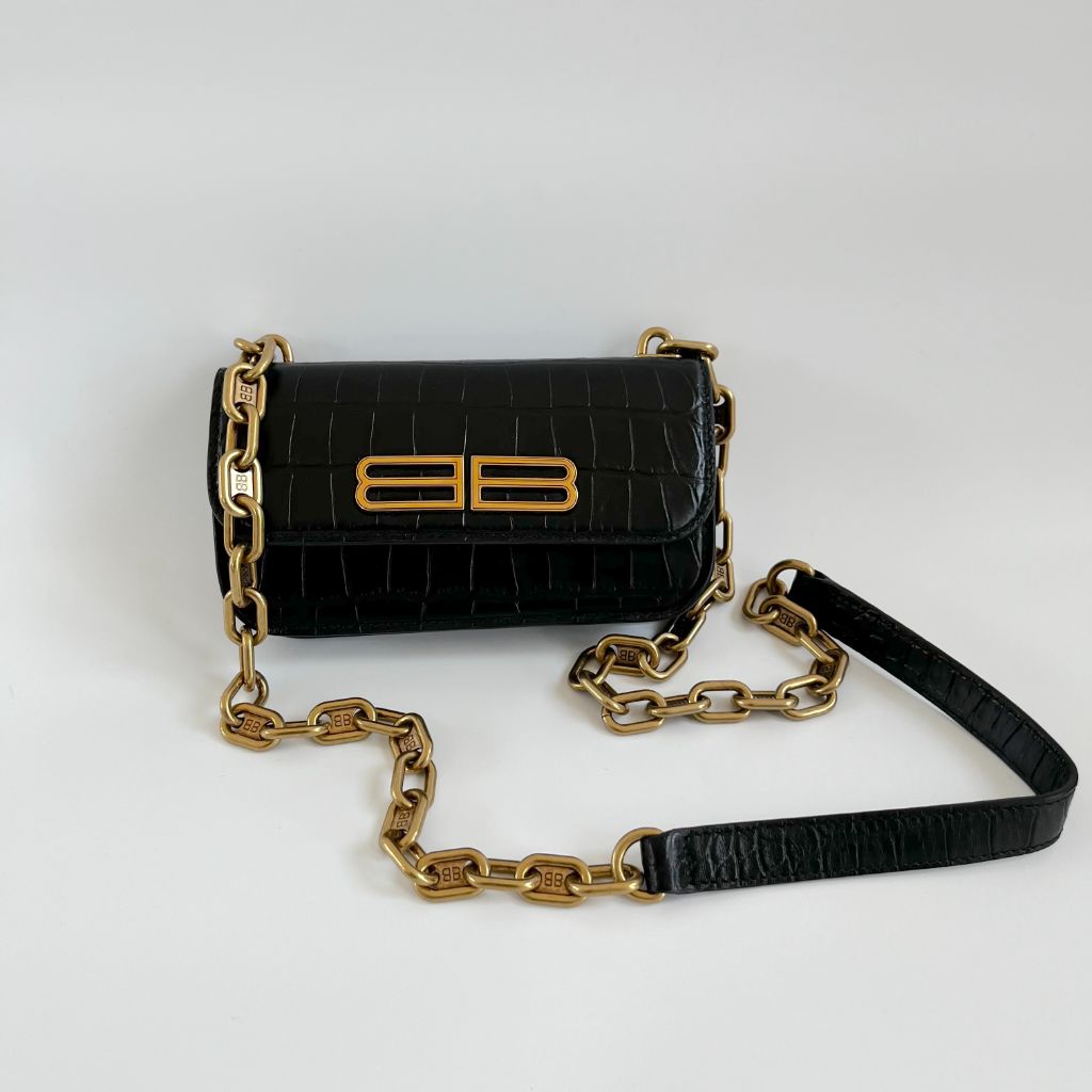 Balenciaga Gossip BB-Plaque Crocodile-Effect Cross-Body Bag - BOPF