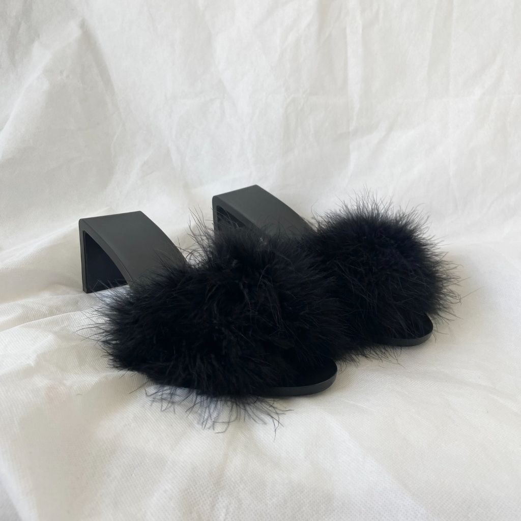 Balenciaga Mono feather-embellished satin mules, 39 - BOPF | Business of Preloved Fashion
