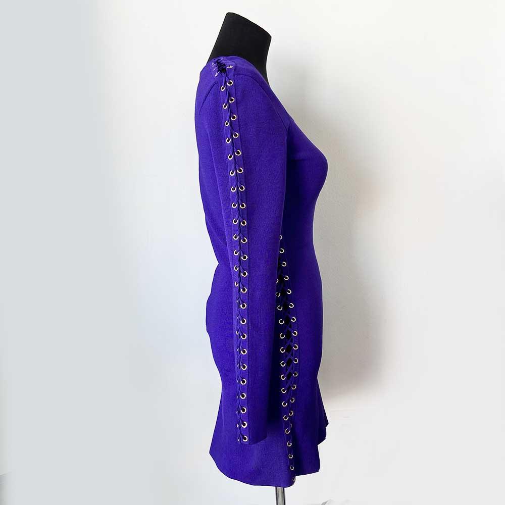 Balmain One-shoulder Lace-up Stretch-knit Mini Dress - BOPF | Business of Preloved Fashion