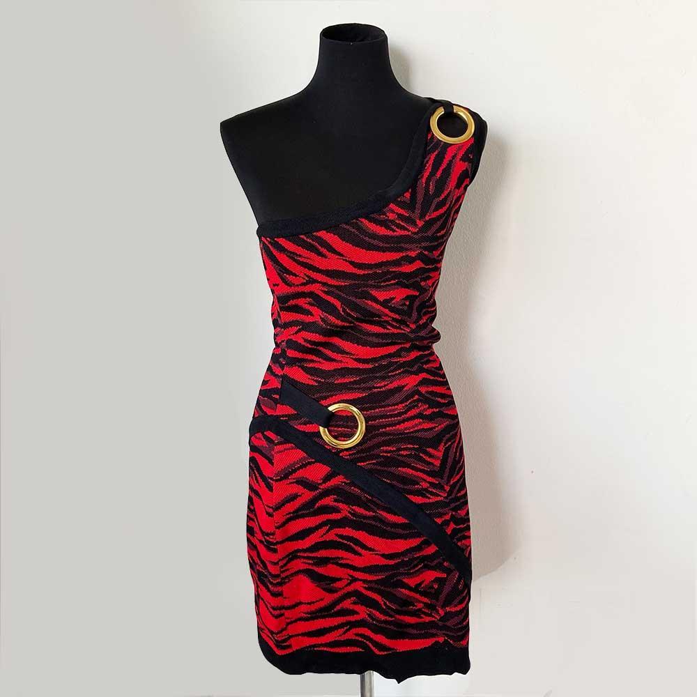 One shoulder outlet zebra dress