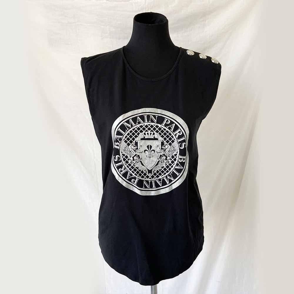Balmain Sleeveless Top with Buttons on Shoulder - BOPF | Business of Preloved Fashion