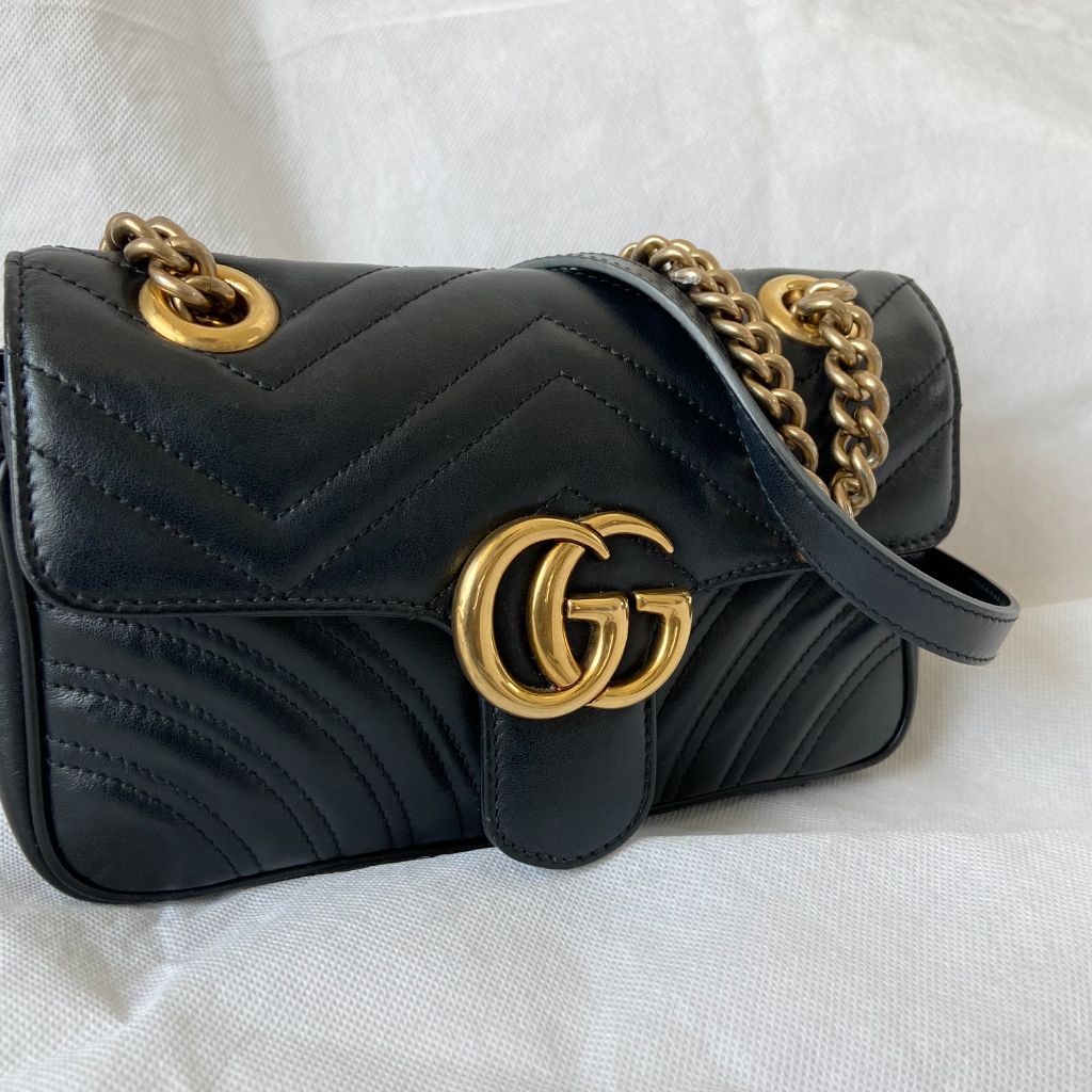 black mini gg marmont 2.0 backpack Gucci Black Mini GG Marmont 2.0 Matelassé Shoulder Bag - BOPF