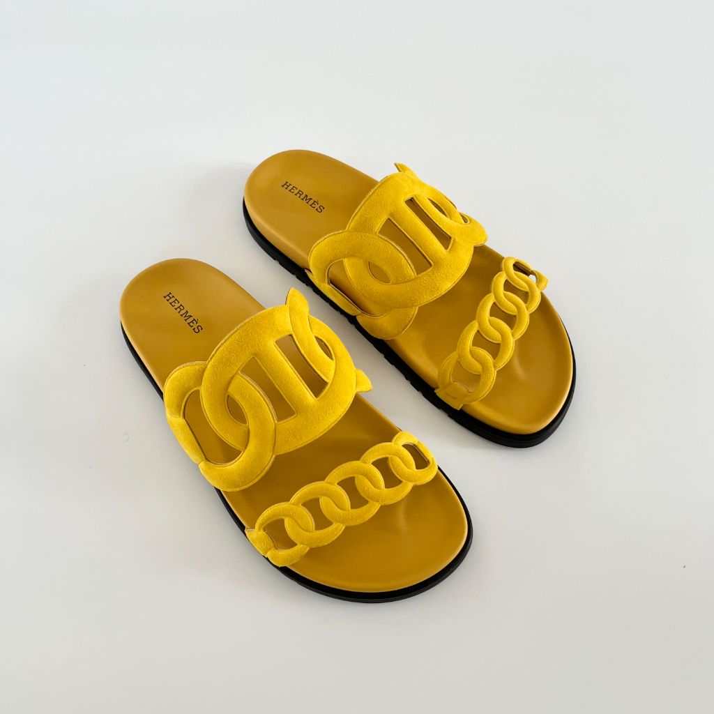 Hermès Yellow Extra Sandals, 40