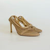 Bottega Veneta Beige Net Almond Toe Gold Chain Detail Heels, 37.5 - BOPF | Business of Preloved Fashion