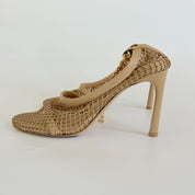 Bottega Veneta Beige Net Almond Toe Gold Chain Detail Heels, 37.5 - BOPF | Business of Preloved Fashion