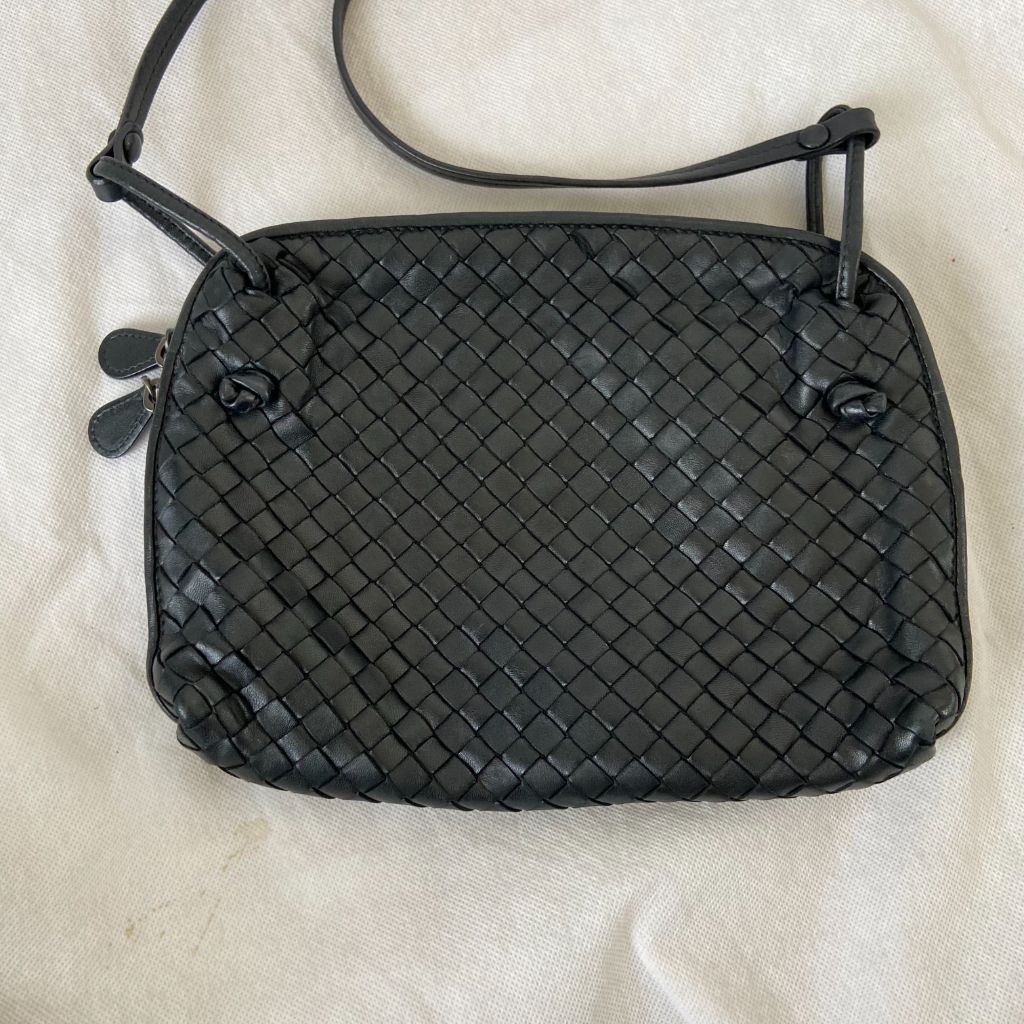 Bottega Veneta Black Intrecciato Leather Nodini Crossbody Bag Bottega Veneta