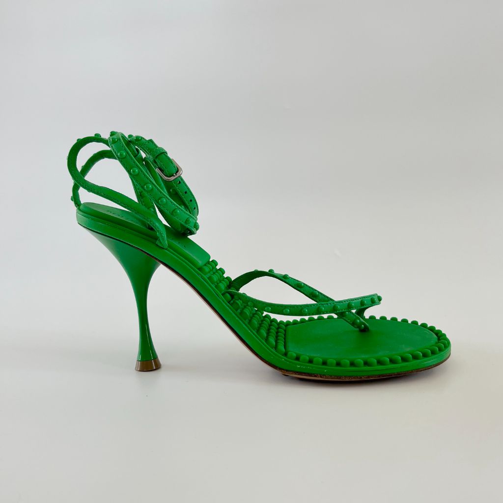 Bottega Veneta Green Dot 90 Leather Sandals, 40 - BOPF | Business of Preloved Fashion