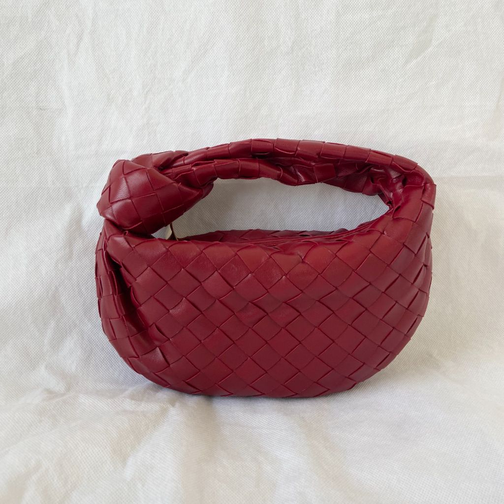 Jodie Mini Leather Tote Bag in Red - Bottega Veneta
