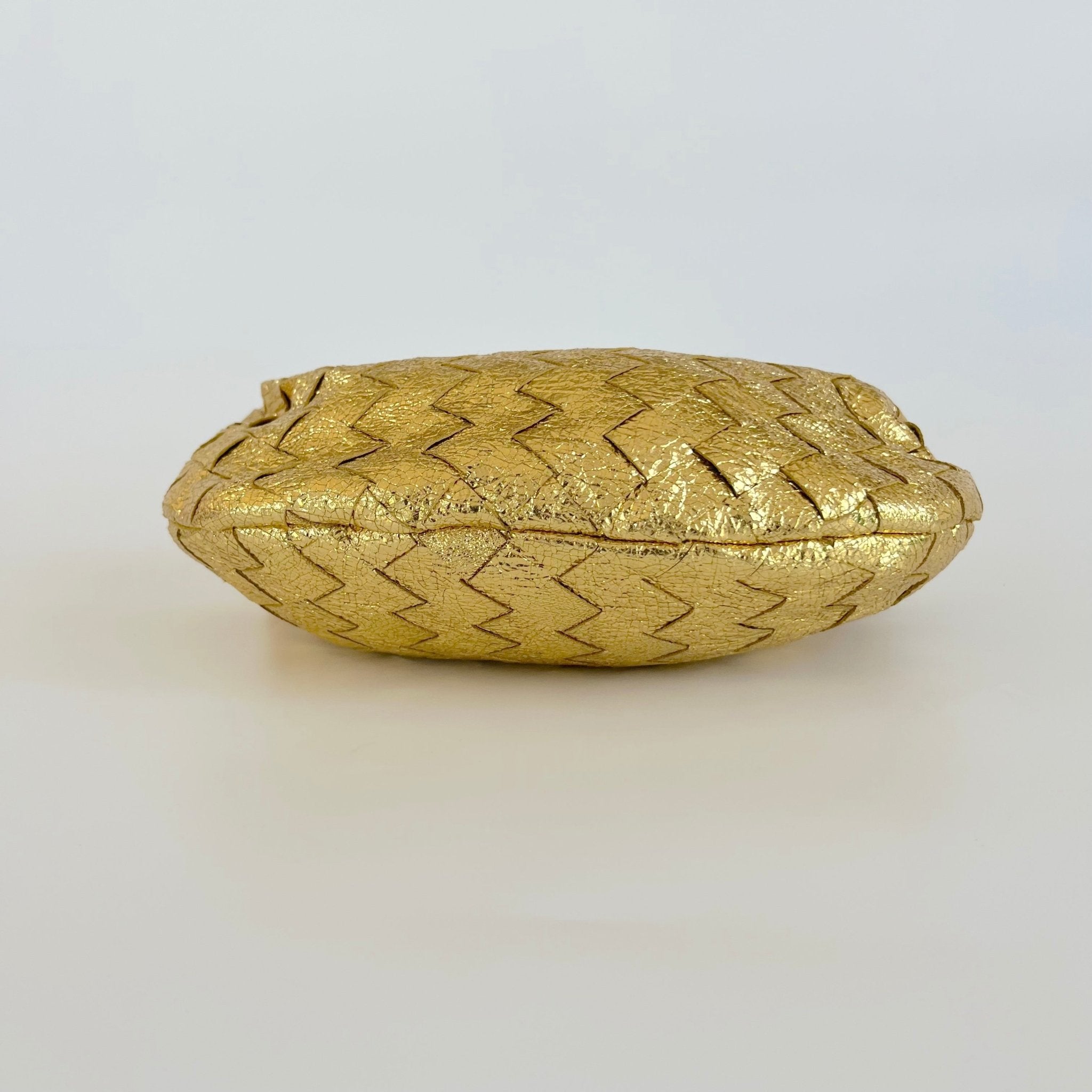 Bottega Veneta Metallic Gold Intrecciato Leather Mini BV Jodie Bag - BOPF | Business of Preloved Fashion