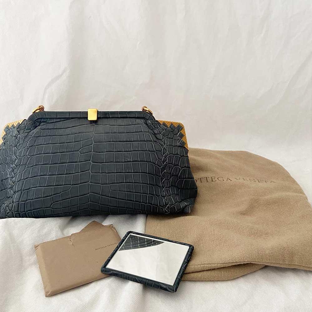 Bottega Veneta Vendome Sable Ardoise Crocodile Shoulder Bag - BOPF | Business of Preloved Fashion