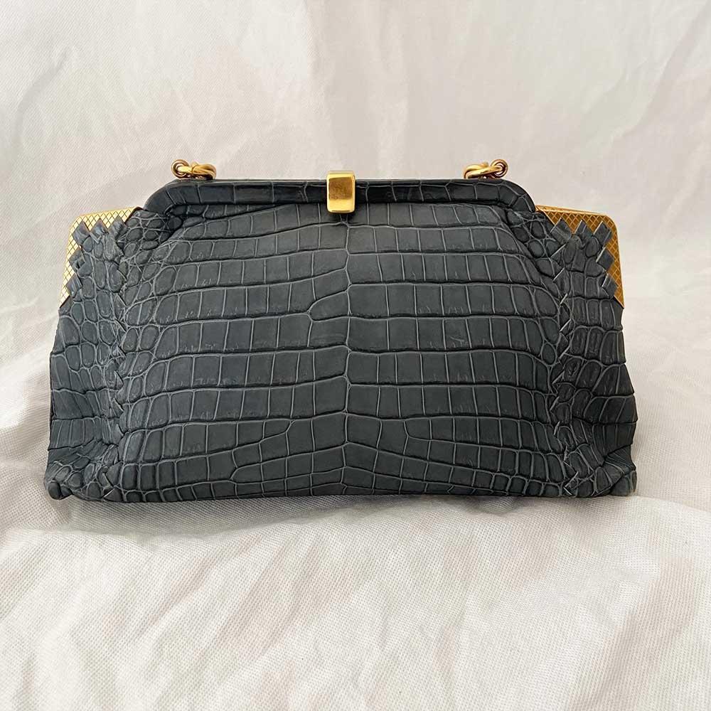 Bottega Veneta Vendome Sable Ardoise Crocodile Shoulder Bag - BOPF | Business of Preloved Fashion