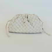 Bottega Veneta White Intrecciato Leather Mini The Pouch Bag - BOPF | Business of Preloved Fashion