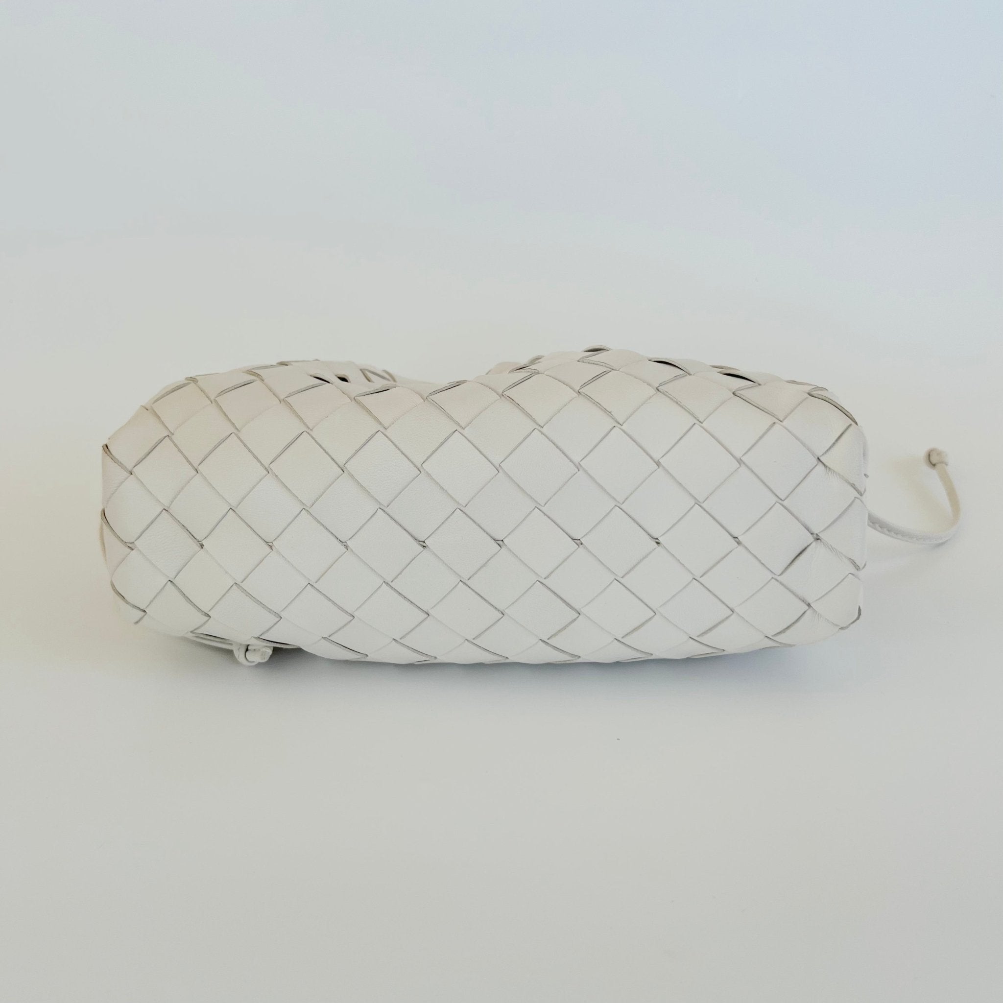 Bottega Veneta White Intrecciato Leather Mini The Pouch Bag - BOPF | Business of Preloved Fashion