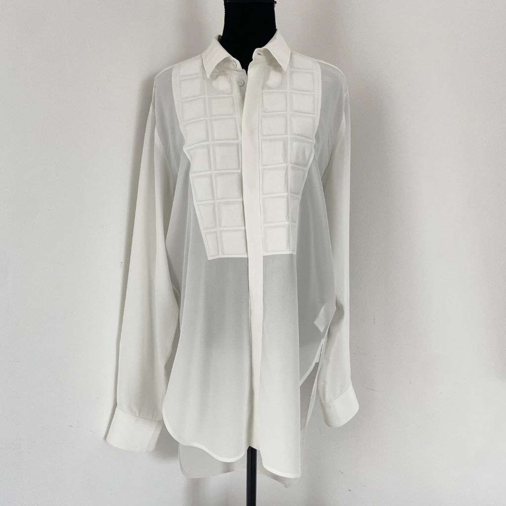 Bottega Veneta White Silk Oversized Shirt - BOPF | Business of Preloved Fashion