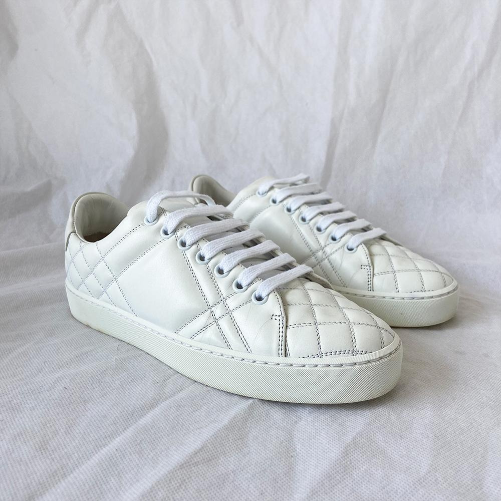 Burberry white quilted detail sneakers, 38 - BOPF | Business of Preloved Fashion