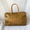 Carolina Herrera Gold Monogram Leather Andy Boston Bag - BOPF | Business of Preloved Fashion