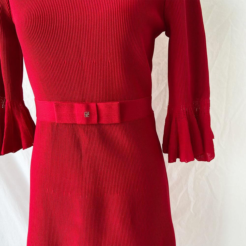 Carolina Herrera Red Stretch Knit Bow Detail dress - BOPF | Business of Preloved Fashion Carolina Herrera Red Stretch Knit Bow Detail dress - BOPF | Business of Preloved Fashion