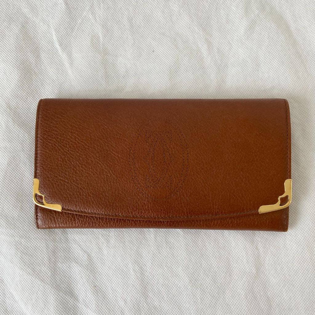 Cartier Brown Leather Marcello de Cartier Flap Wallet - BOPF | Business of Preloved Fashion