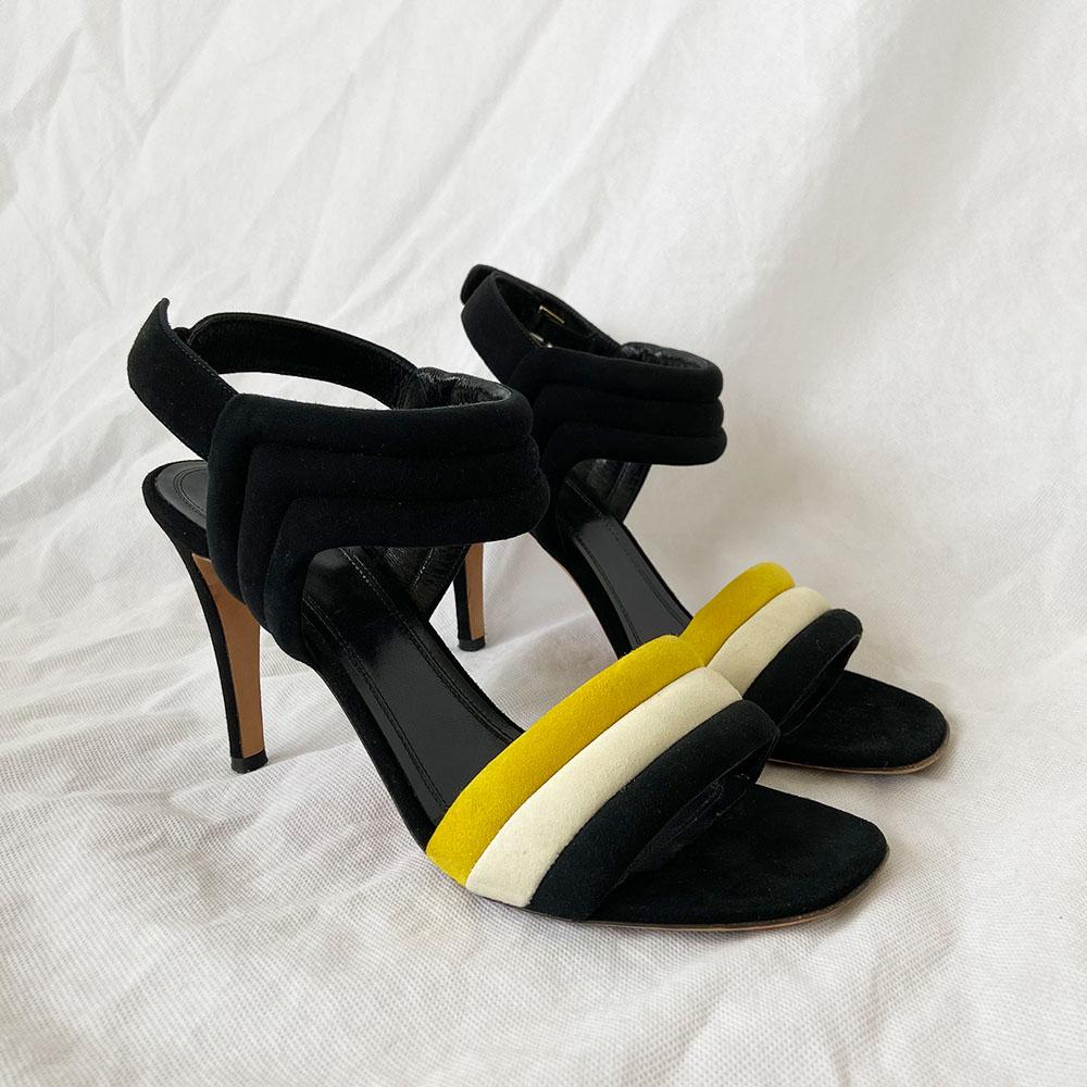 Celine Black and Yellow Suede Sandal Heels. 41 - BOPF | Business of Preloved Fashion