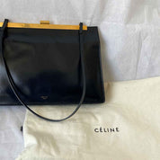 Celine Black Leather Medium Clasp Top Handle Bag - BOPF | Business of Preloved Fashion