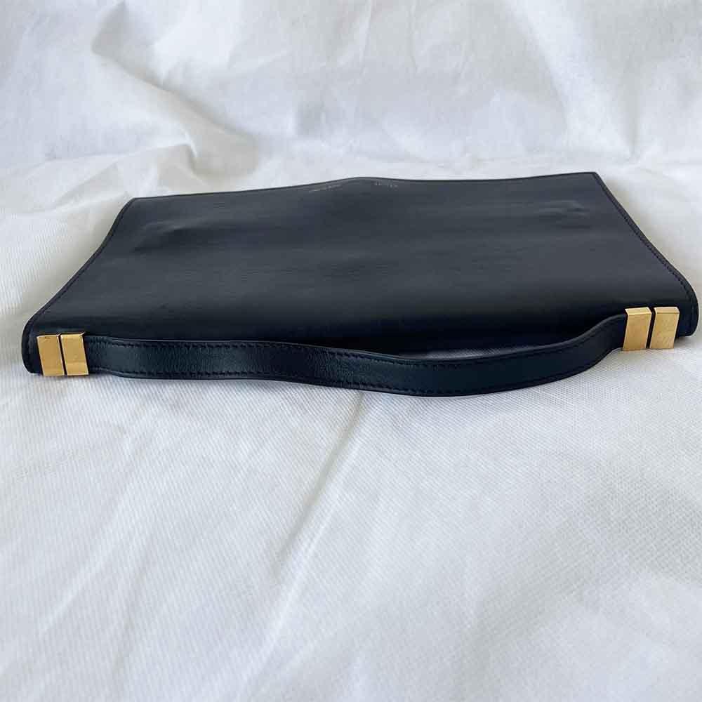 Celine Black Leather Top Handle Clutch - BOPF | Business of Preloved Fashion