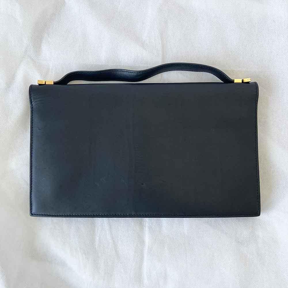 Celine Black Leather Top Handle Clutch - BOPF | Business of Preloved Fashion