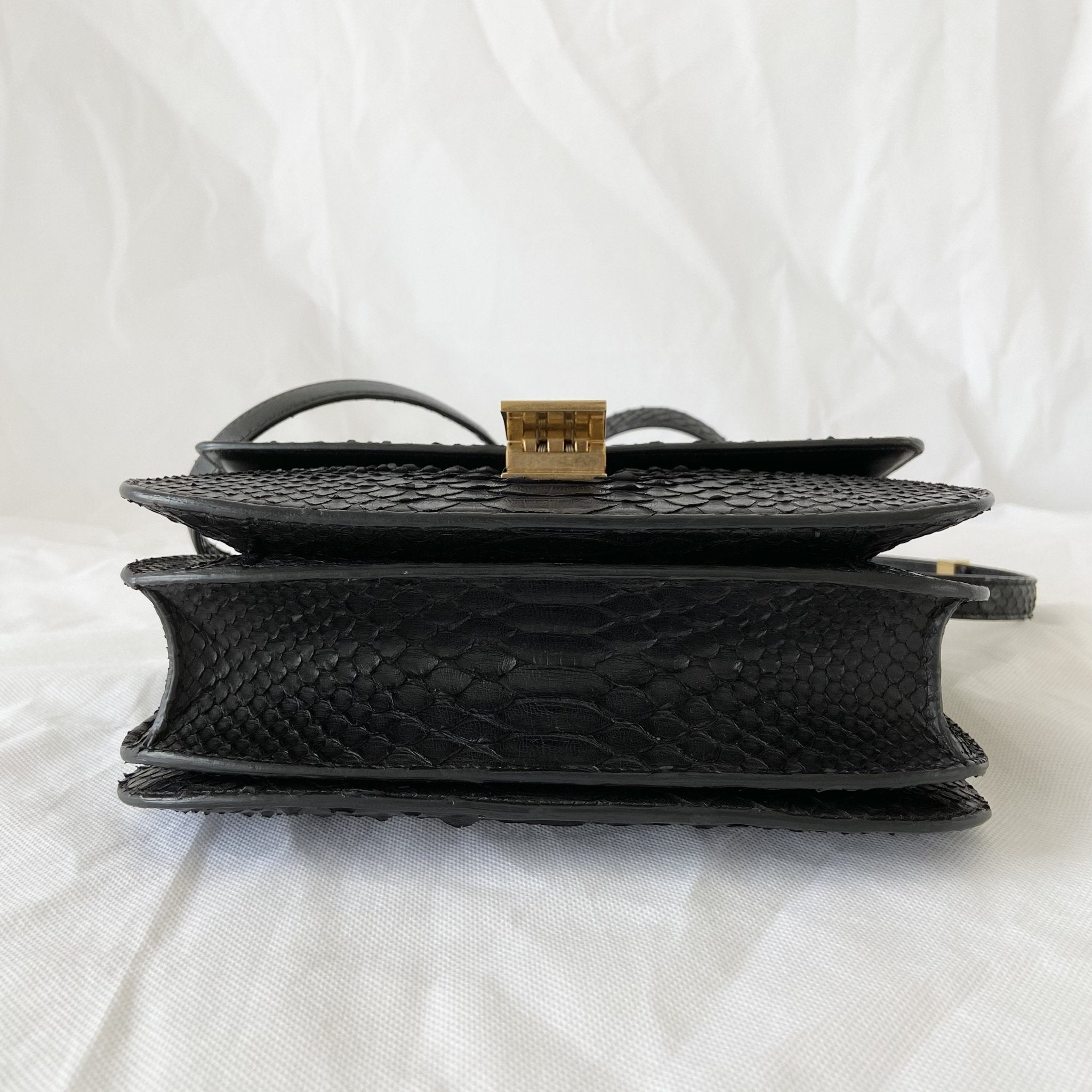 Celine Black Python Medium Classic Box Shoulder Bag - BOPF | Business of Preloved Fashion