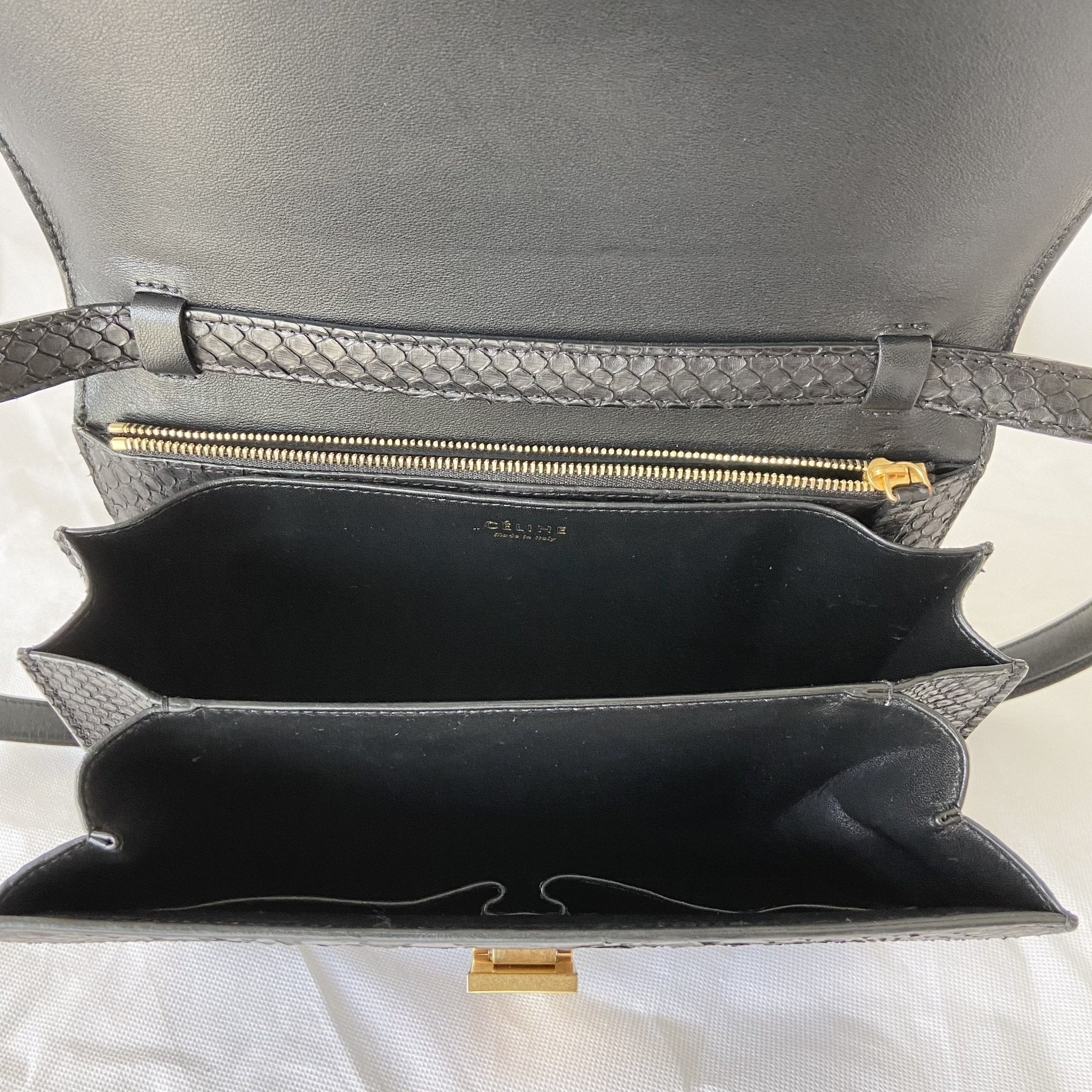 Celine Black Python Medium Classic Box Shoulder Bag - BOPF | Business of Preloved Fashion