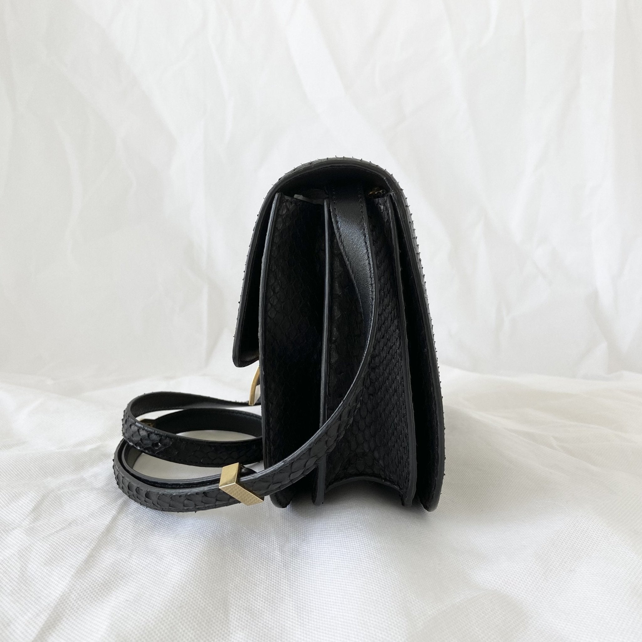 Celine Black Python Medium Classic Box Shoulder Bag - BOPF | Business of Preloved Fashion