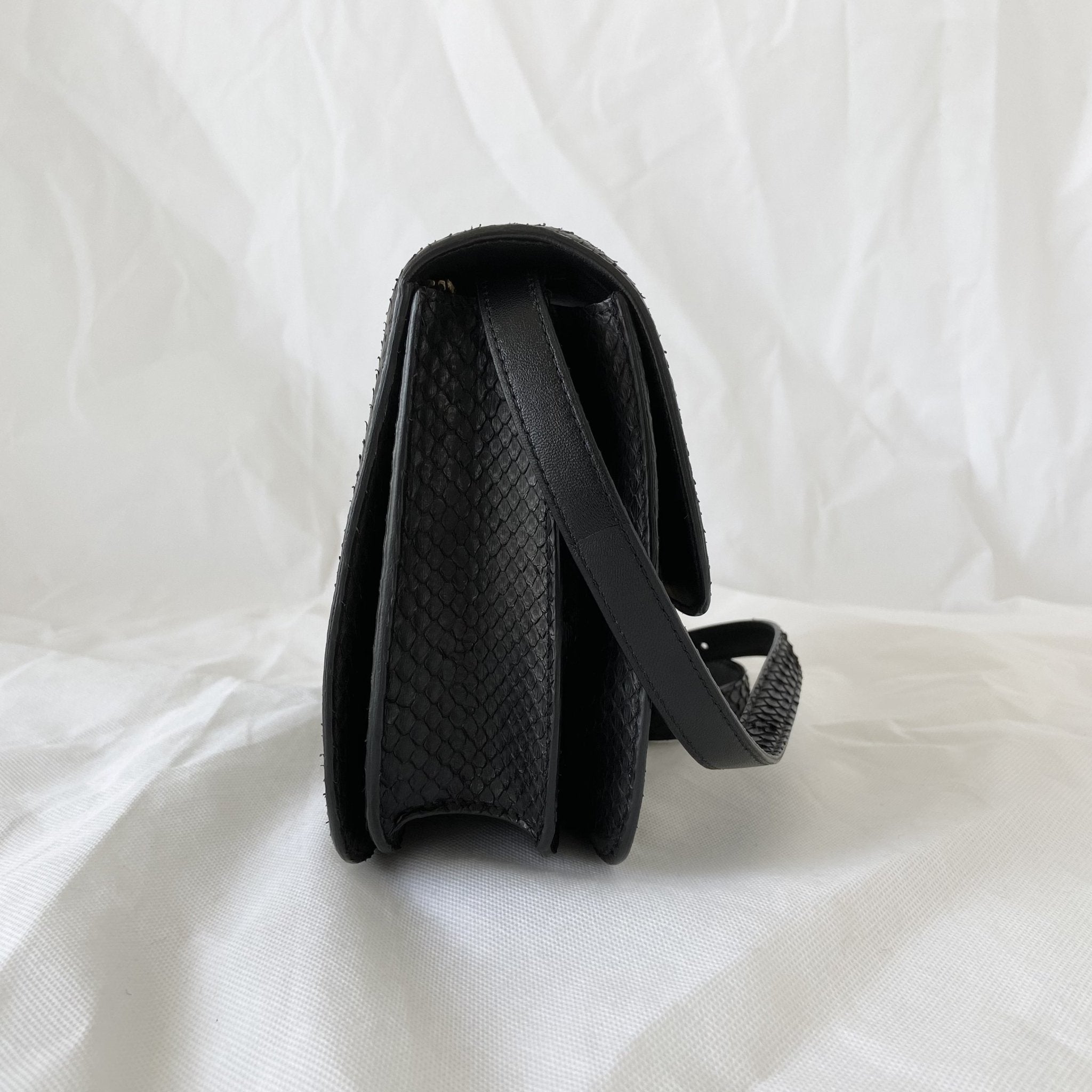 Celine Black Python Medium Classic Box Shoulder Bag - BOPF | Business of Preloved Fashion