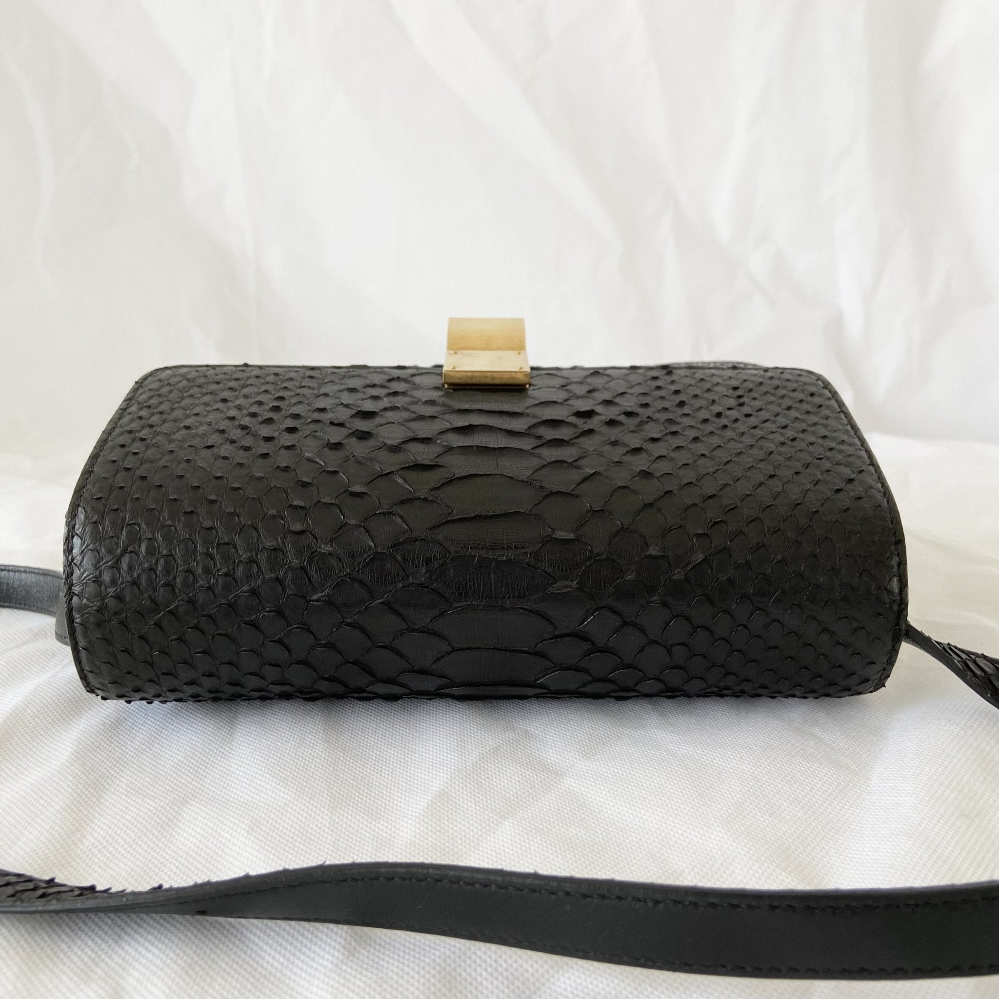 Celine Black Python Medium Classic Box Shoulder Bag - BOPF | Business of Preloved Fashion