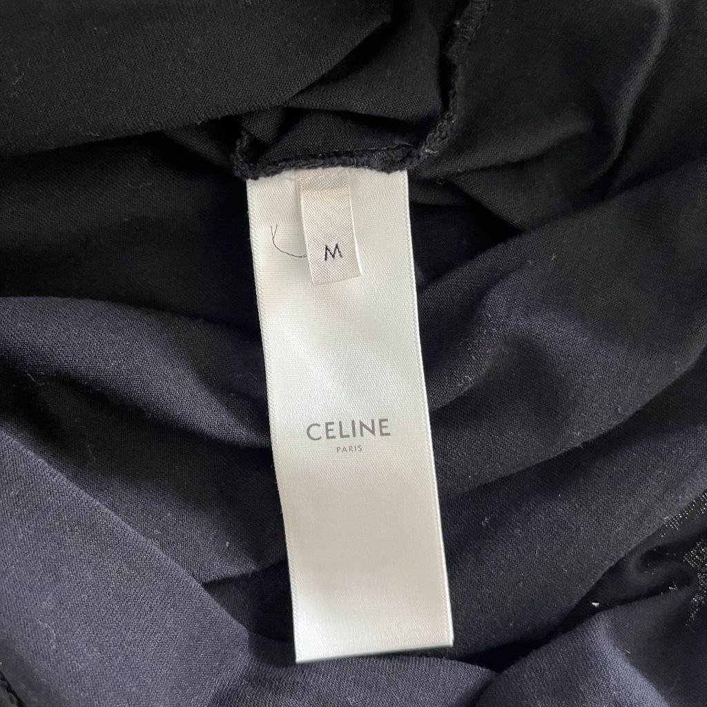 Celine Black T-shirt with Cursive Embroidered Logo - BOPF | Business of Preloved Fashion