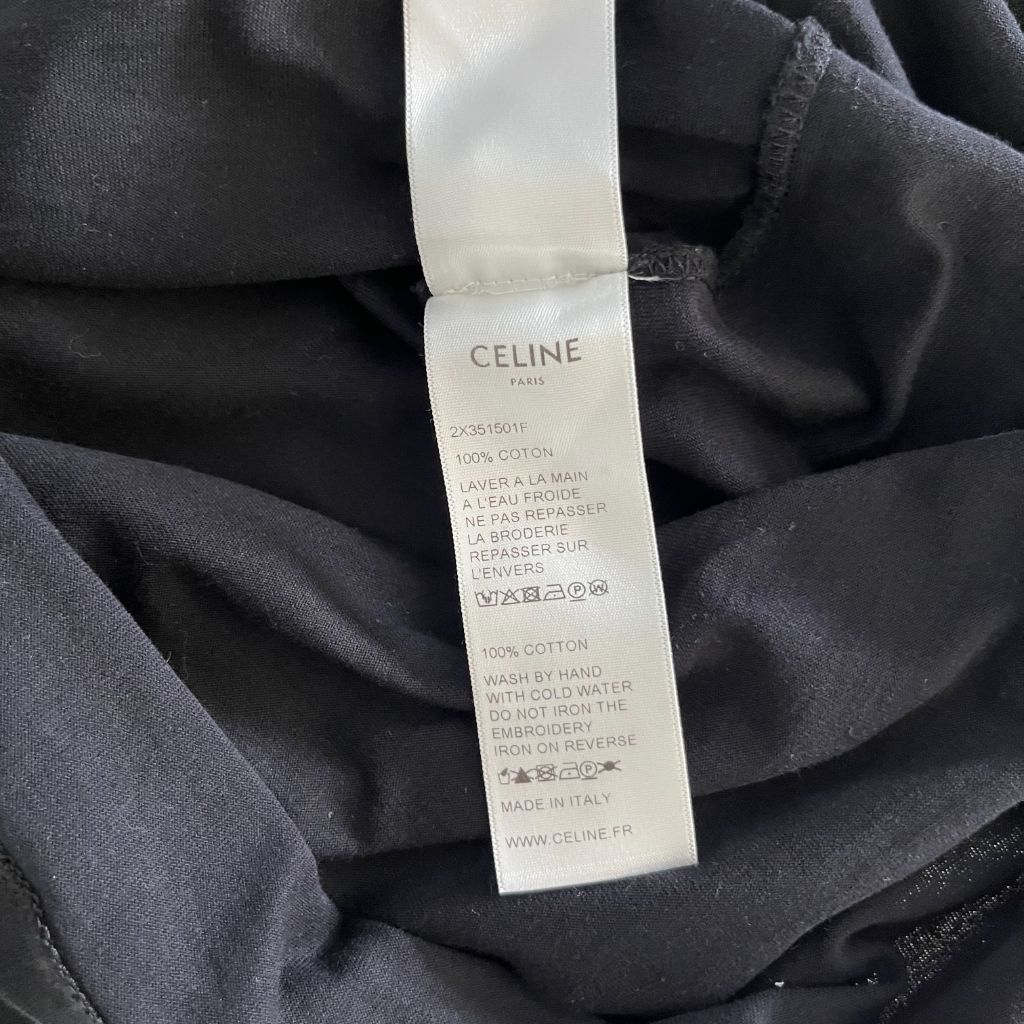Celine Black T-shirt with Cursive Embroidered Logo - BOPF | Business of Preloved Fashion