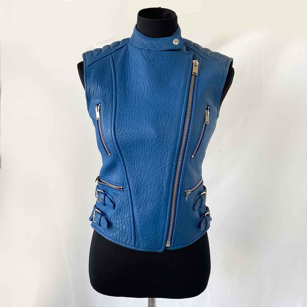 Celine Blue Leather Vest Jacket - BOPF | Business of Preloved Fashion