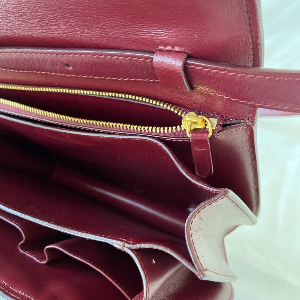 Celine Burgundy Medium Classic bag in box calfskin For Sale at