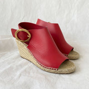 Celine Red Leather Espadrille Wedge Slingback Sandals, 38 - BOPF | Business of Preloved Fashion