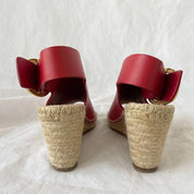 Celine Red Leather Espadrille Wedge Slingback Sandals, 38 - BOPF | Business of Preloved Fashion