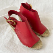 Celine Red Leather Espadrille Wedge Slingback Sandals, 38 - BOPF | Business of Preloved Fashion